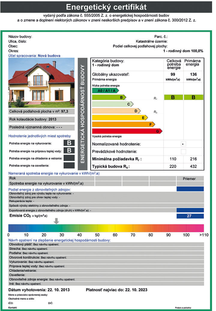 certifikát inzerát dom