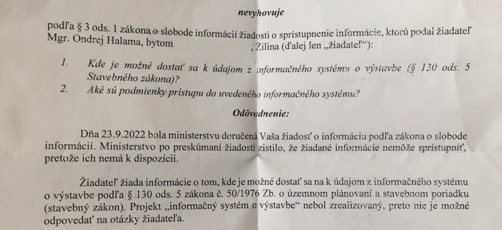 informačný systém o výstavbe